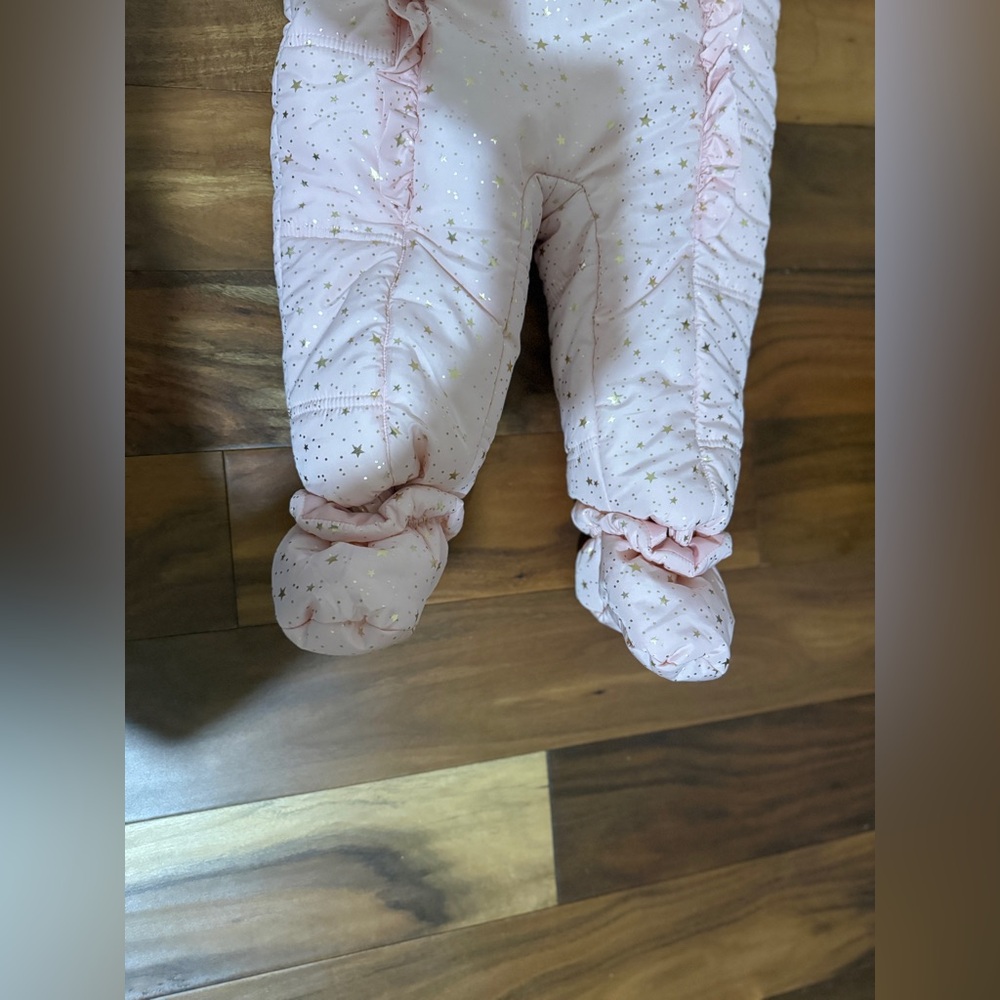 First Impressions Baby Girl Pink Star Snowsuit Hooded Sherpa Lined 24 Months - Picture 4 of 9